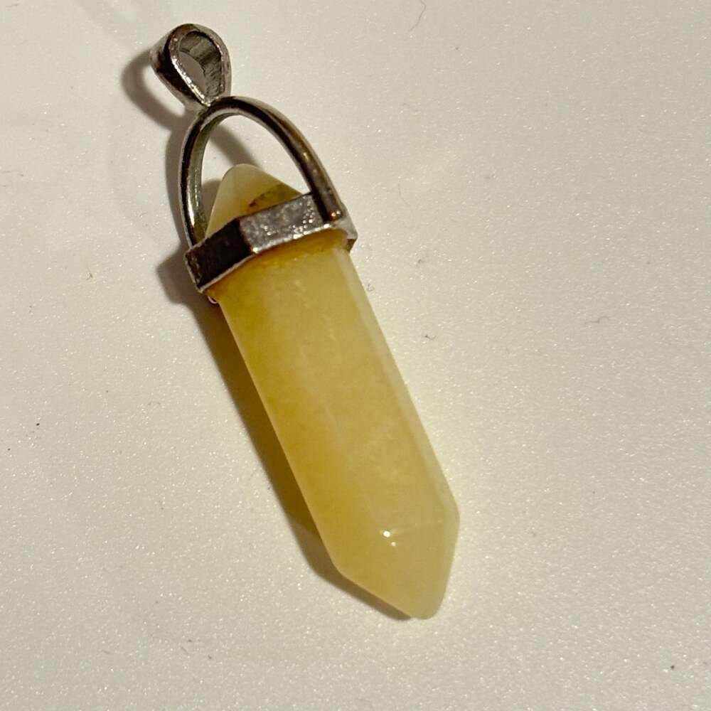 Yellow Quartz Silver Tone Yellow Quartz Hexagon Pendant Gemstone Necklace